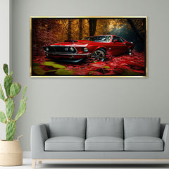 Vibrant Fall Landscape Automotive Premium Canvas Painting