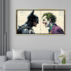 The Dark Knight vs. The Joker: Iconic Rivalry – Premium Blueprint Style Fine Art Print
