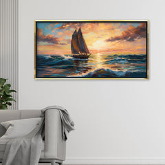 Premium Impressionist Sunset Sailboat Canvas Art