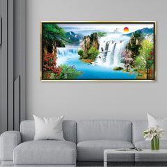 Premium Stunning Waterfall Nature Scenery of Colorful Canvas Wall Paintings & Arts
