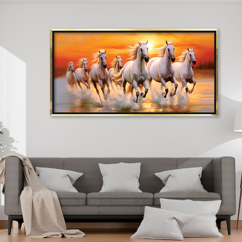 Seven Auspicious Horses: Vastu Shastra Energy Art – Premium Success & Prosperity Canvas
