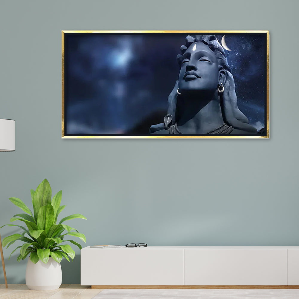Premium Adiyogi Shiva Statue Canvas Art | Lord Shiva Wall Decor Painting