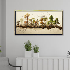 Premium Surreal Floating Island Canvas Art | Detailed Miniature Landscape Bonsai Park Print