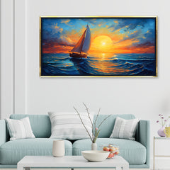 Premium Impressionist Sunset Sailboat Canvas Art