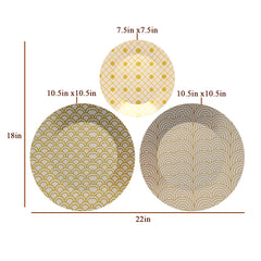 Ceramic Decorative Wall Plates With Lattice Pattern Modern Design Wall Art Set of 3