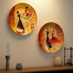 Ballerina Dancing Girl Design Luxury Ceramic Decorative Wall Plates Set of 2