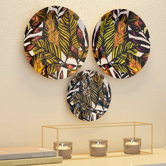 Tropical Leaves Art Pattern Design Ceramic Decorative Wall Plates | Set of 3