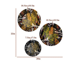 Tropical Leaves Art Pattern Design Ceramic Decorative Wall Plates | Set of 3