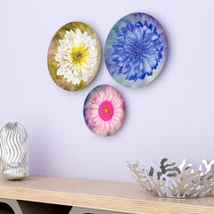 Abstract Multicolor Flower Art Design Ceramic Decorative Wall Plates | Set of 3