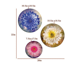 Abstract Multicolor Flower Art Design Ceramic Decorative Wall Plates | Set of 3