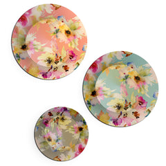 Set of 3 Decorative Floral Design Ceramic Wall Plates | Home and Office Décor