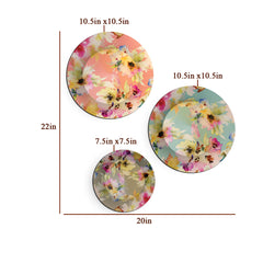 Set of 3 Decorative Floral Design Ceramic Wall Plates | Home and Office Décor