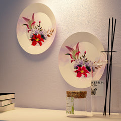 Blooming Elegance Set of 2 Floral Design Decorative Ceramic Wall Plates