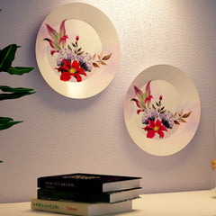 Blooming Elegance Set of 2 Floral Design Decorative Ceramic Wall Plates