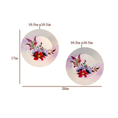 Blooming Elegance Set of 2 Floral Design Decorative Ceramic Wall Plates