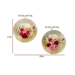 Multicolor Rose Flowers Elegance Designer Decorative Ceramic Wall Plates | Set of 2