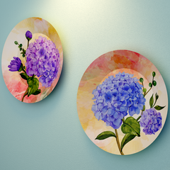 Set of 2 Blossom Floral Pattern Ceramic Decorative Wall Plate | Perfect for Home Décor with Stand