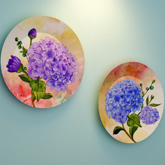 Set of 2 Blossom Floral Pattern Ceramic Decorative Wall Plate | Perfect for Home Décor with Stand