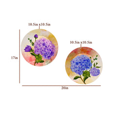 Set of 2 Blossom Floral Pattern Ceramic Decorative Wall Plate | Perfect for Home Décor with Stand