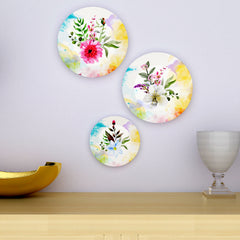 Nature Inspired Floral Design Ceramic Wall Plate for Home and Office Décor | Set of 3