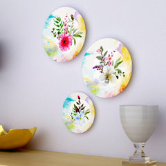 Nature Inspired Floral Design Ceramic Wall Plate for Home and Office Décor | Set of 3