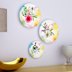 Nature Inspired Floral Design Ceramic Wall Plate for Home and Office Décor | Set of 3