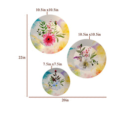 Nature Inspired Floral Design Ceramic Wall Plate for Home and Office Décor | Set of 3