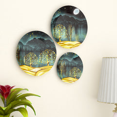 Nature Wall Art Decorative Ceramic Wall Hangings Plates | Wall Décor | Home and Office Décor (Set of 3)