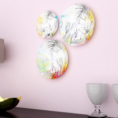 Stylish Floral Ceramic Decorative Wall Hanging Plate with Stand | Set of 3