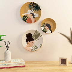 Modern Ceramic Decorative Wall Plate | Wall Hanging Plate with Stand | Set of 3