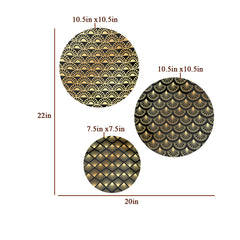 Catchy Gold Art Deco Pattern Ceramic Wall Decorative Plates | Set of 3