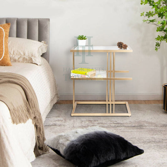 Metal Bedside Table (Gold)