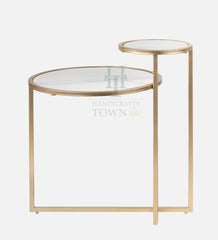 Dual Marble Side Table (Gold)