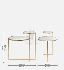 Dual Marble Side Table (Gold)