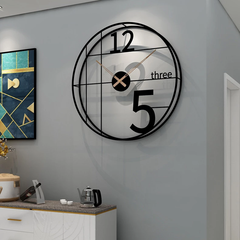 Alphabetic Metal Round Wall Clock (Black)