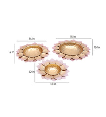 Hammered Baby Pink FLower Urli Set of 3