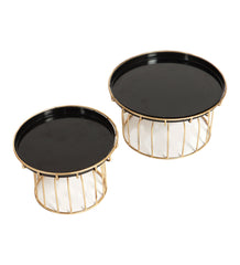 Black & Gold Metal Cake Platter Set of 2