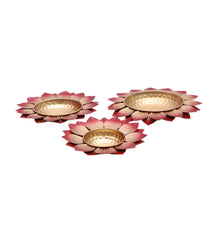 Hammered Red FLower Urli Set of 3