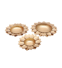 Hammered Gold FLower Urli Set of 3