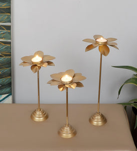 Small Five Flower Leaves Detachable Tealight Holder Set of 3