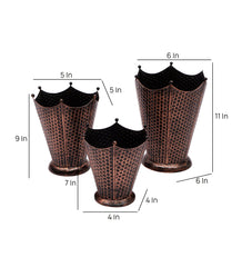 Copper Flower Pot SHape Planter Set of 3