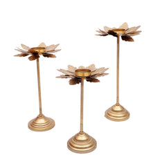 Small Triple Hammered Flower Detachable Tealight Holder Set of 3