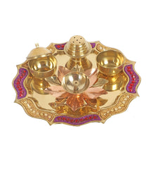 Purple & Gold Bras Pooja Thali