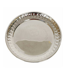 Silver Steel Pooja Thali With Velvet Box