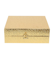 Gold Steel Pooja Thali With Velvet Box