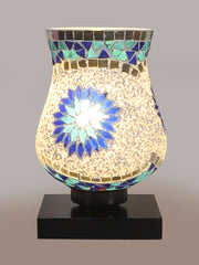 Mosaic Glass Table Lamp with wood Square Black Base (NM01)