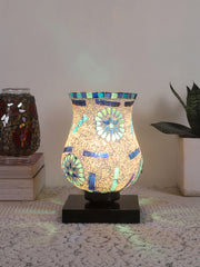 Mosaic Glass Table Lamp with wood Square Black Base (NM03)