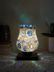 Mosaic Glass Table Lamp with wood Square Black Base (NM03)