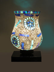 Mosaic Glass Table Lamp with wood Square Black Base (NM03)
