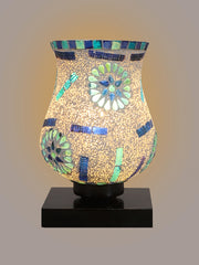 Mosaic Glass Table Lamp with wood Square Black Base (NM03)